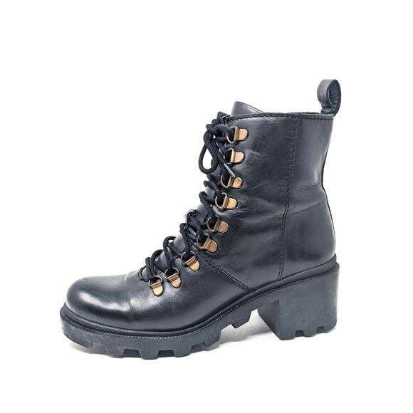 Steve Madden Shoes - Steve Madden Shoes Womens 8.5 Krame Leather Boots Black Lace Up Combat Moto